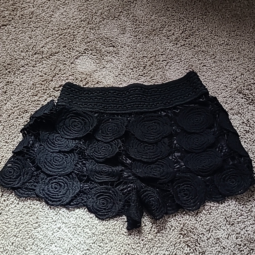 Black Floral Lace Shorts